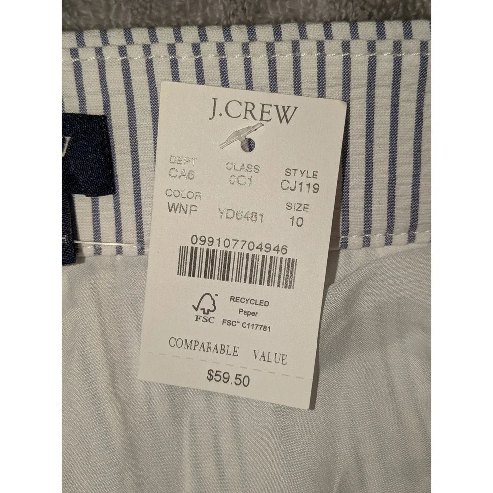 J.‎ Crew 3 1/2 Inch Seersucker Stripe Shorts Size 10 Blue White NWT $ 60